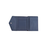 Linda wallet - Made from real wood Amazaque and smooth leather navy blue