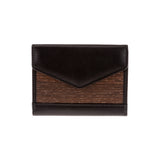Linda wallet - Made from real smoked oak wood and black smooth leather