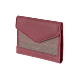 Linda wallet - Made from real smoked oak wood and smooth leather wine red