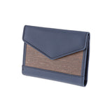 Linda wallet - Made from real smoked oak wood and smooth leather navy blue