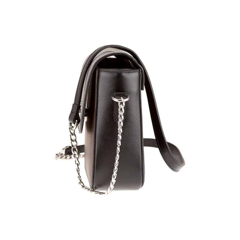 Laura Handtasche - Gefertigt aus dem Echtholz Räuchereiche und Saffiano-Leder schwarz